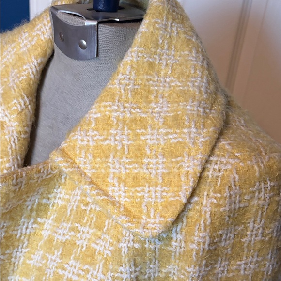 VINTAGE Yellow Plaid Long Coat - Picture 5 of 7